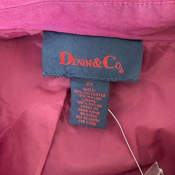 Denim & Co Microfiber 3/4 Length Coat Size 2X Purple Button Front A65636 NWT - Picture 5 of 12